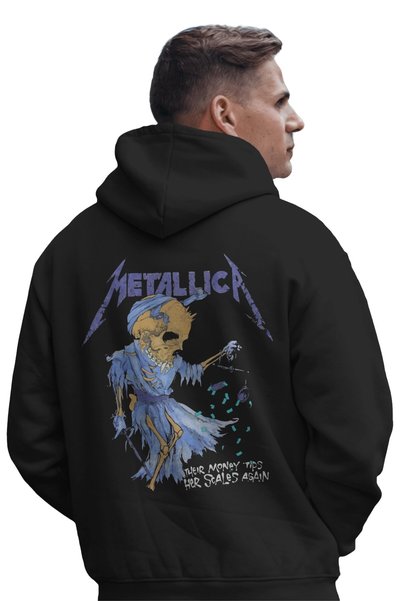 SEVBANO Hanorac cu glugă premium, supradimensionat, unisex, cu imprimeu Metal...