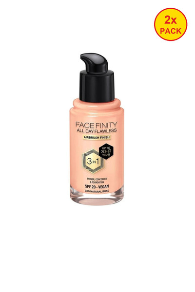 Max Factor 2x PACK Fond de ten Facefinity All Day Flawless 3-in-1 C50 Rose, 3...