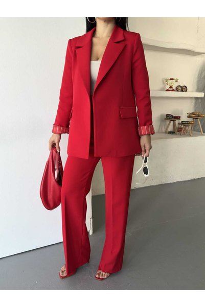 MYGİYİMİSTANBUL Blazer Jacket Wide-Leg Pants Set