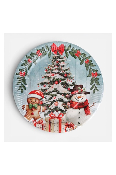OEM Set 12 Farfurii din Hartie pentru Petrecere Brad cu Personaje Ø23cm