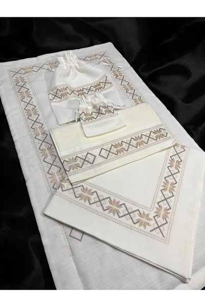 Mariabella Home Collection Kanaviçe 5 Parça Çeyiz Seti Seccade, Bohça, Havlu,...