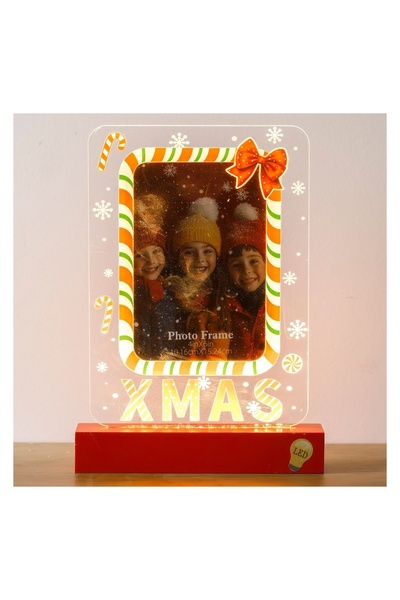 OEM Ramă Foto de Crăciun 18x25 cm cu Model Candy și 16 LED-uri – Decor Lumino...