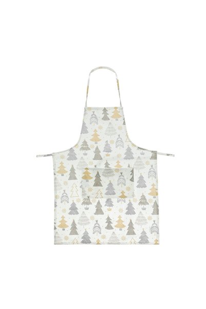 OEM Șorț de Bucătărie Ecru cu Brazi LurexArgintiu de Crăciun 77x57cm