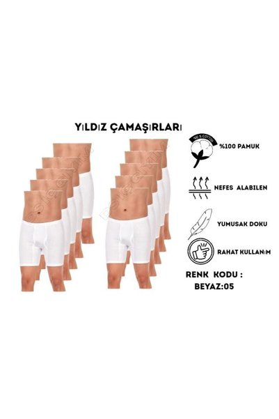 Yıldız Çamaşır 05 BOXERI ALBI DIN SUPREM PENTRU BĂRBAȚI CU PICIOARE LĂRGI, 10...