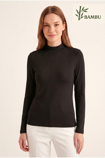 MARİA CALZE Premium Half-Throated Bamboo Long Sleeve Women's Body Soft Textur...
