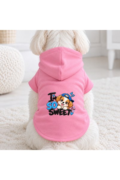 petite pati Pink so Sweet Boy Printed Dog Sweatshirt |   Hooded, Fleece Fabri...