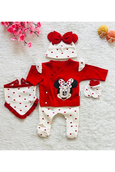 EMSTA BABY Miki Heart 5-Piece Newborn Baby Set - 100% Organic Cotton