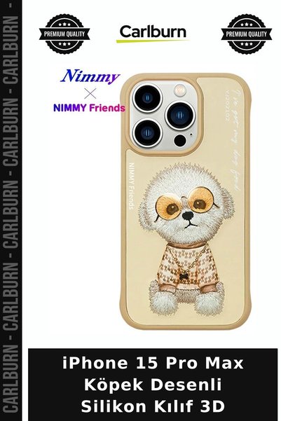 Carlburn iPhone 15 Pro Max Dog Pattern Silicone Case, 3D Device Protection, M...
