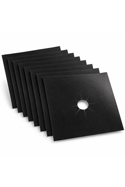 Generic Brand Set 8 folii reutilizabile pentru aragaz, PTFE, 27 x 27 cm, negre