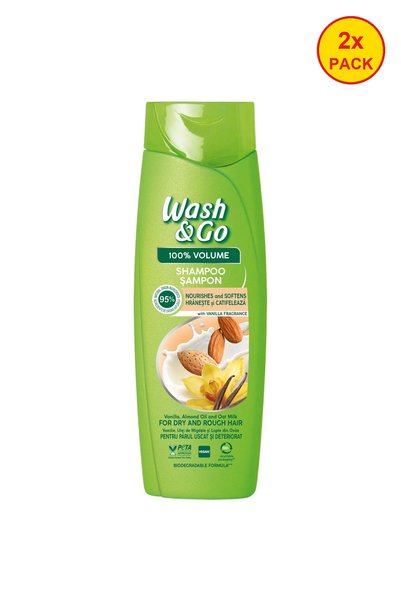 WASH&GO 2x PACK Wash & Go Shampoo with Vanilla and Almond Oil for Dry and Dam...