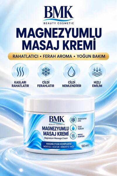 BMK BEAUTY COSMETİC MAGNEZYUMLU MASAJ KREMİ/doğal içerikli Rahatlatıcı , Ayak...