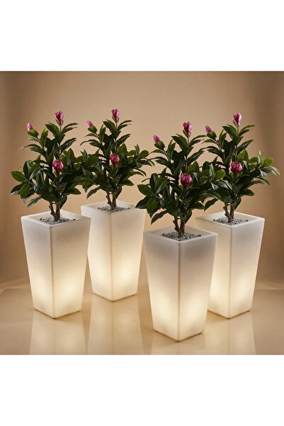 MYASEM STORE Modern 4-Piece Tall LED Planter Set