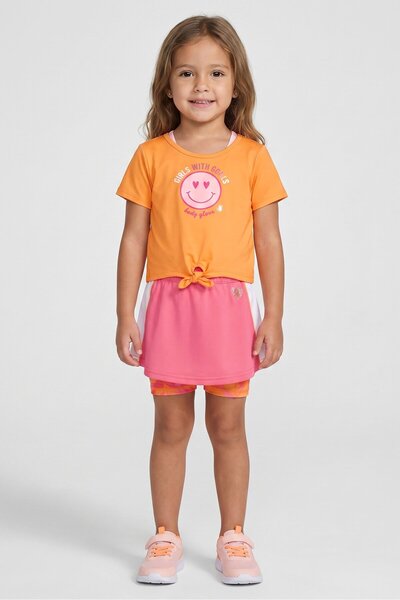 Body Glove Toddlers Girl 4 Pcs Graphic Print Top And Shorts Set, Multicolor