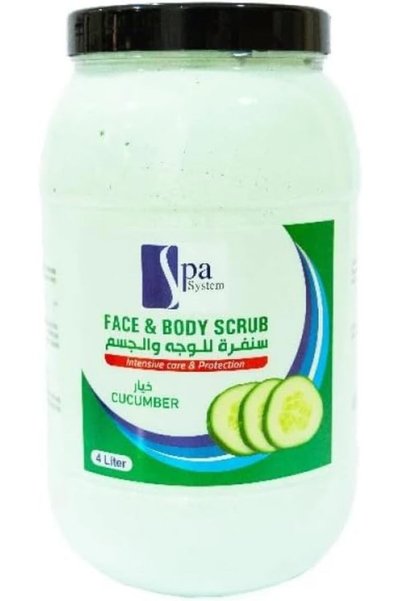 Spa System مقشر للجسم والوجه، 4 لتر، بالزيوت الطبيعية وفيتامين E، تنظيف عميق ...
