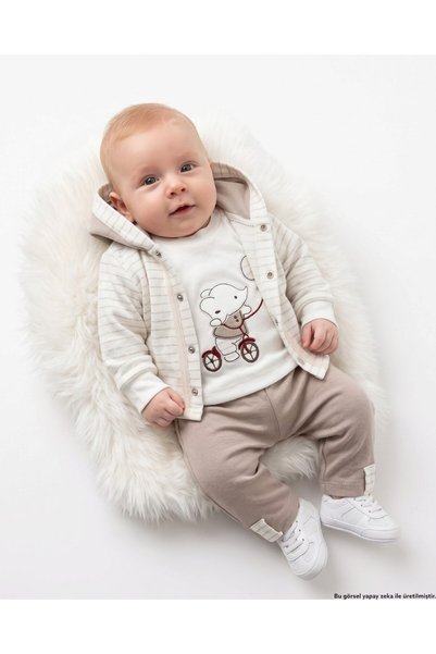 Egelite Baby Boy 3-6-9-12 Months, Striped Cardigan, Long Sleeve Elephant Embr...