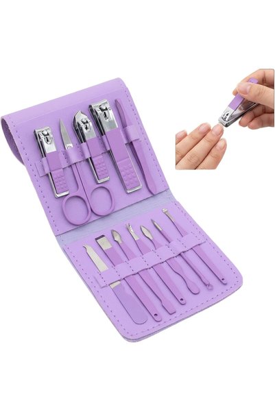ToolHouse طقم مانيكير 12 قطعة، مجموعة أدوات تقليم أظافر اليدين والقدمين، أدوا...
