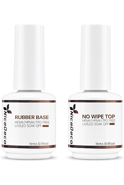 Nicedeco Nail Gel Polish Rubber Base and Top Coat, 2x15ML No Wipe Top Coat an...