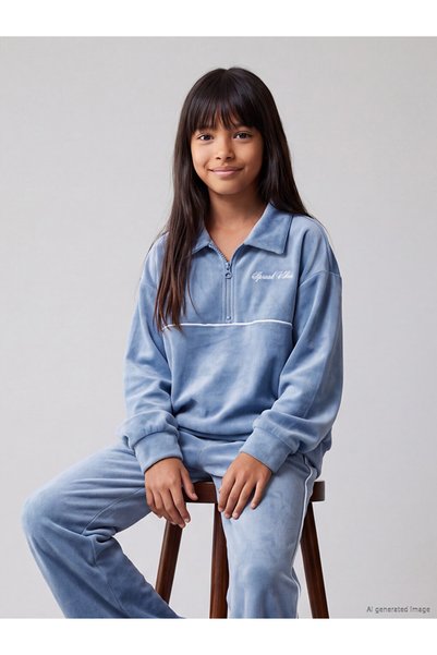 LC Waikiki Timeless Clothing & Timeless Choices Embroidered Velvet Girls' Set