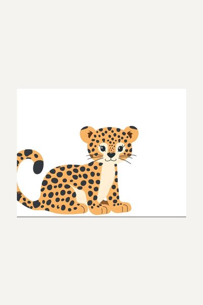 Sevimli İllüstrasyon Leopar No. 8 Temperli