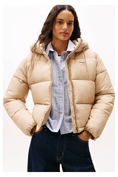 Tommy Hilfiger Women's Brand Logo Beige Coat Suitable for Daily Use