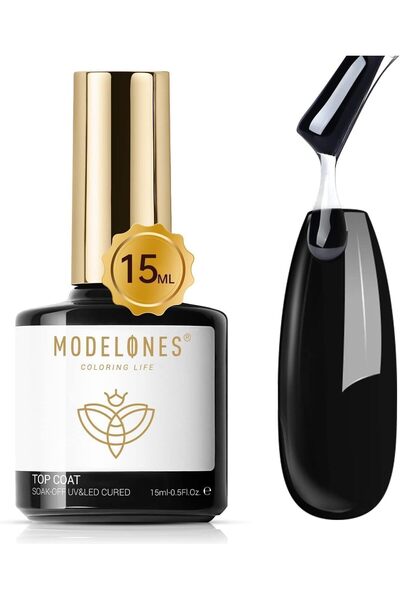 MODELONES Gel Nail Polish Top Coat- 15ml No Wipe, High Gloss Shiny Long Lasti...