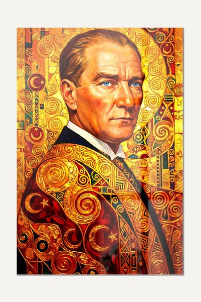 Atatürk Altın Varak Art Deco Portre Temperli