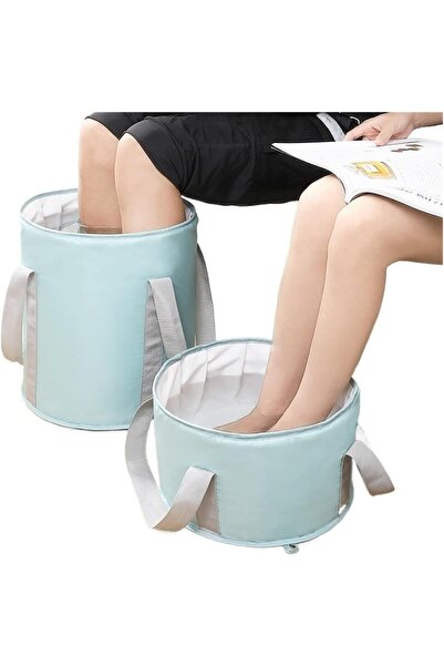 Yelajoy 2Pcs Blue Portable Soak Tub for Travel & Camping, Collapsible Foot So...