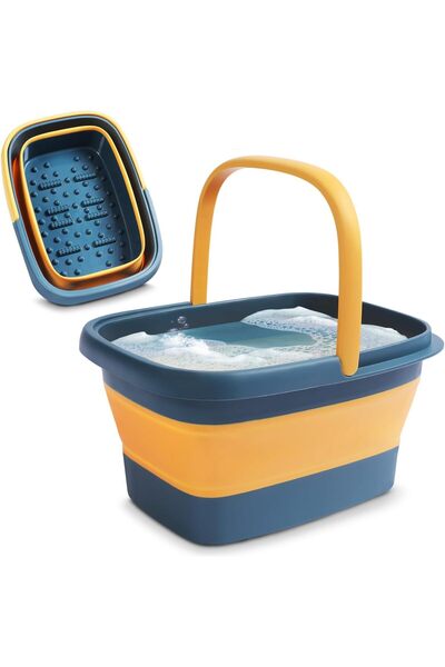 ALMEKAQUZ Collapsible Footbath with Massage Points for Soothing Foot Soak, Pe...