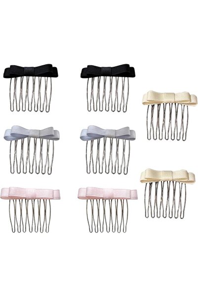 Tazweeq 8Pcs Ballet Bow Hair Combs French Style Non-Slip Side Snap Clips for ...