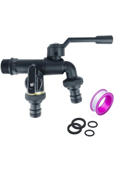 Generic Double Outlet Garden Tap 1/2 Inch | Brass Frost-Proof Water Tap with ...