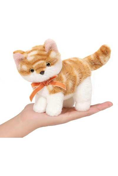 TERRIFI 15cm Brown Small Cat Stuffed Animal, Soft Bow‑Decorated Kitten Plush ...