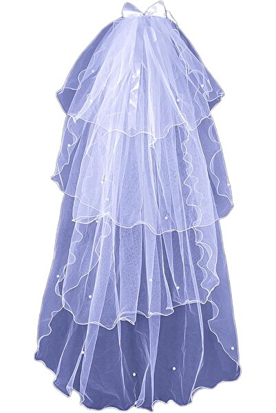 Generic Wedding Veil Bridal Veil 4 Layers Bowknot Rolling Nail Pearl Veil Pho...