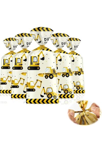 Generic Party Favor Bags, Engineering Vehicles Themed Treat Bags with Gold Tw...