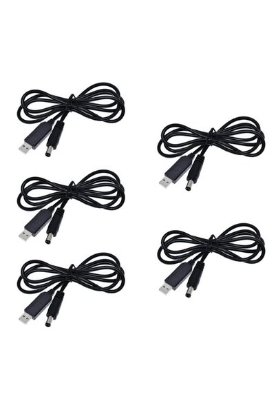 Generic 5PCS USB DC 5V to DC 9V 12V Step Up Converter Cable with DC Jack 5.5 ...