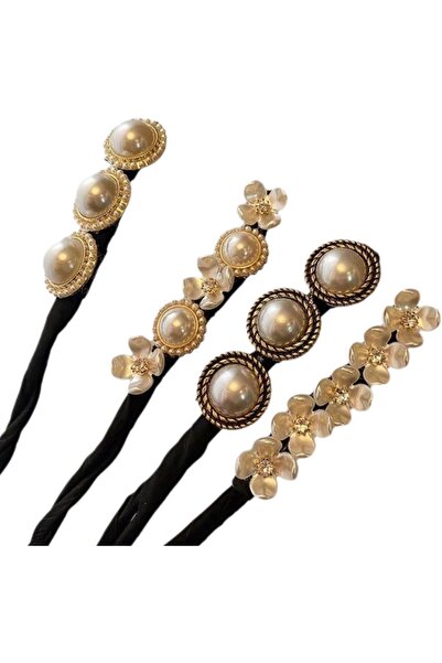 Arabest 4 Pcs Hair Bun Maker Set,Pearl Flower Deft Bun Makers,Fluffy Back of ...