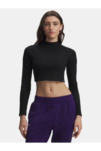 Under Armour UA RIV RIB MOCK LS - Tricou de damă, Negru