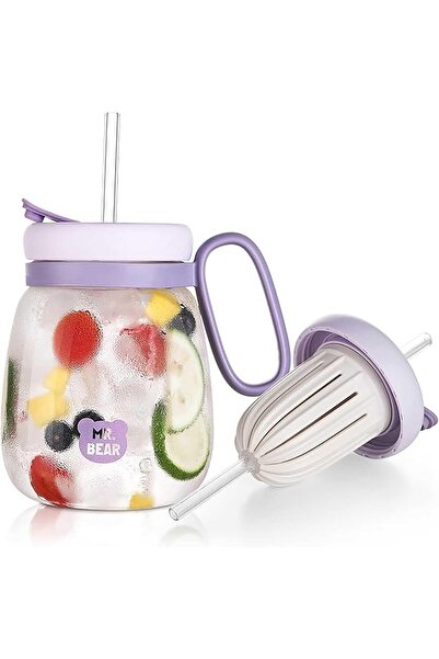 Arabest 500ml Tumbler with Handle,Lid and Straw,Reusable Bottle with Fruit In...