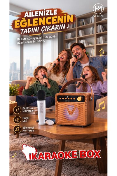 HMO Store iKARAOKE BOX Taşınabilir Bluetooth Karaoke Seti Taşınabilir Karaoke Hoparlör Taşınabilir Eğlence, Her Yerde