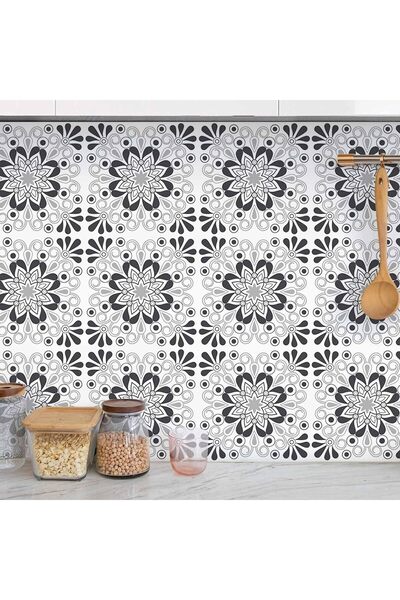 Arabest Vintage Floral PVC Wall Tile Stickers,20 x 20 cm,10 Pieces