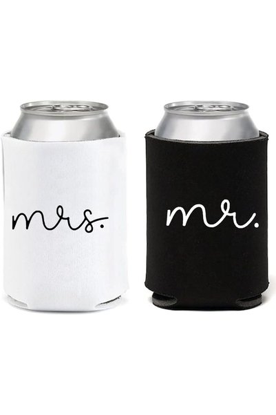 Arabest Mr. & Mrs. Can Cooler Set for Wedding,2-Piece Insulated Beverage Hold...