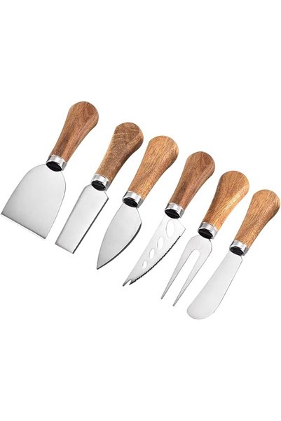 Yelajoy 6 PCS Charcuterie Tool Set, Stainless Steel Cheese Slicer with Wooden...