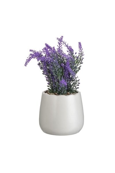 OEM Ghiveci Decorativ Ceramic Alb cu Planta Artificială Lavanda Ø11x24 cm