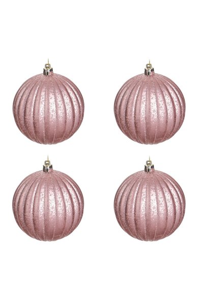 OEM Set de 4 Globuri pentru Brad de Crăciun Roz cu Finisaj Mercury Mat și Dun...