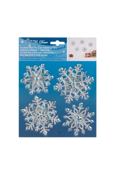 OEM Autocolante Decorative de Crăciun Fulgi Argintii Bleu 18x23 cm – Atmosfer...