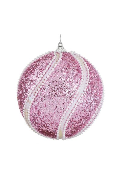 OEM Glob de Crăciun Roz cu Glitter și Paiete 15 cm – Atmosferă Festivă pentru...