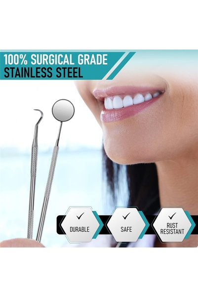 Generic Brand أدوات طب الأسنان، مجموعة من 10 قطع من الفولاذ المقاوم للصدأ لإزالة البلاك، أدوات تنظيف الأسنان، طقم العناية بالفم مع منظف البلاك وأدوات إزالة الجير