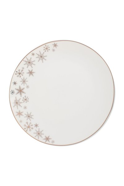 OEM Farfurie din Porțelan Alb cu Model Fulgi Aurii de Crăciun Ø26.5 cm – pent...