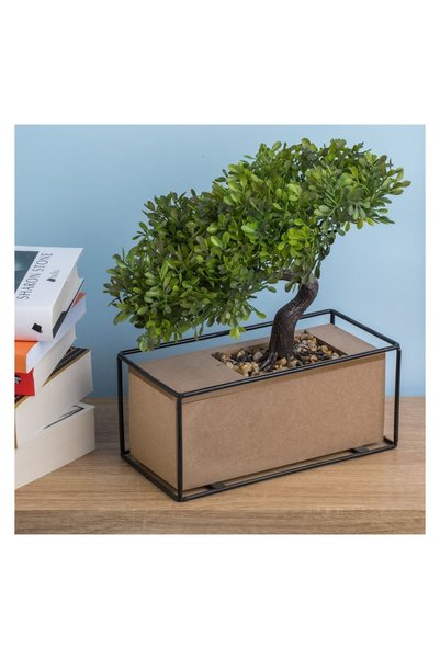 OEM Ghiveci cu Planta Artificială Bonsai și Baza din Lemn 21x11x28 cm