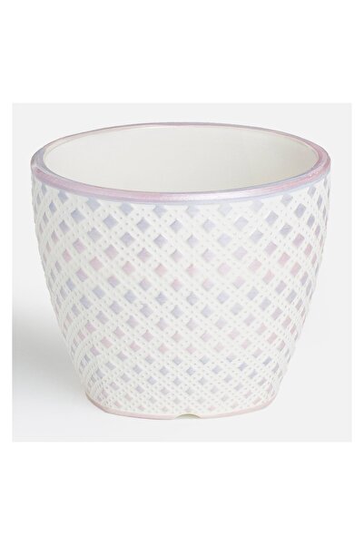 OEM Mască decorativă pentru ghiveci Ceramică Alb Mov 10x8 cm - 0,3 L