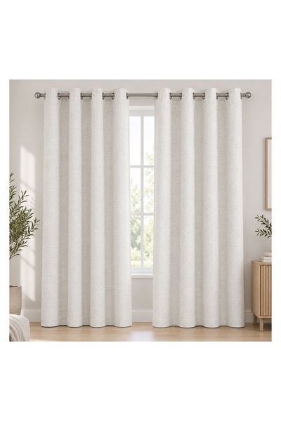 OEM Draperie Ivoire din In 140x260 cm cu Inele – Opacitate Ridicată, Design